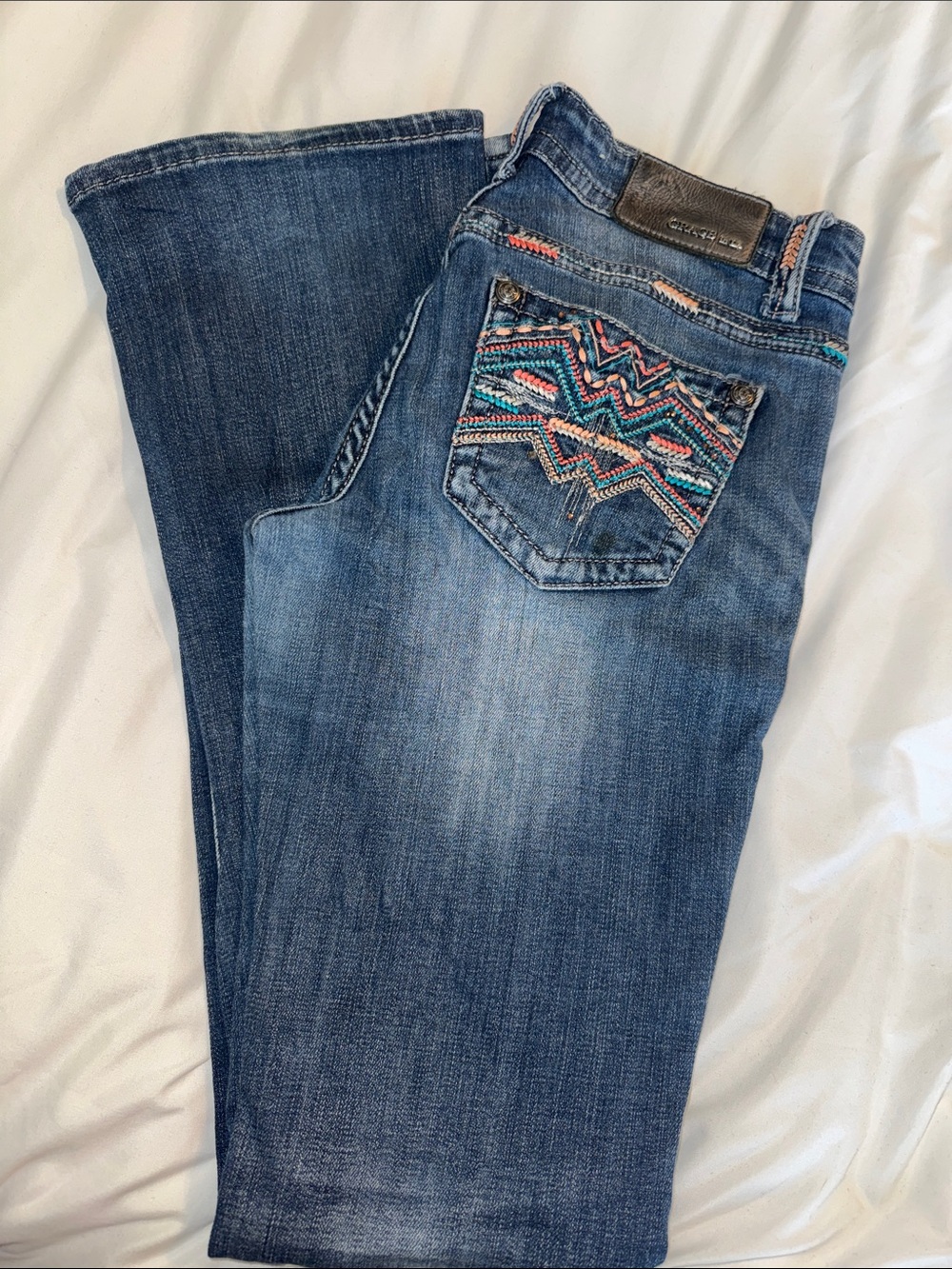 Embroidered Pocket Blue Women's Jeans